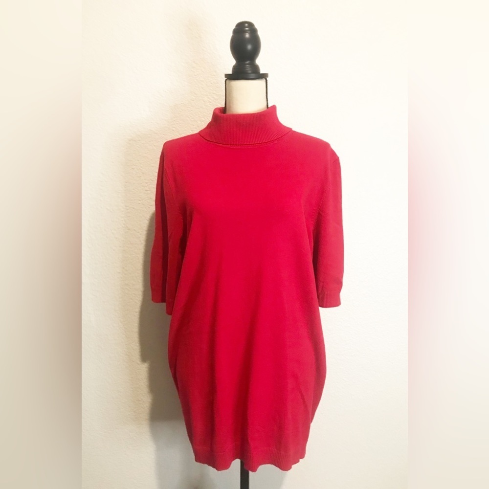 Lane Bryant Cowl Neck Sweater Top Red Short Sleeve Keyhole back size 22/24